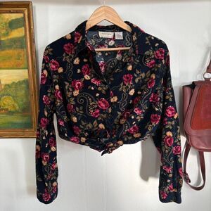 Vintage Floral Cottagecore Button-Up Blouse (Lemon Grass)